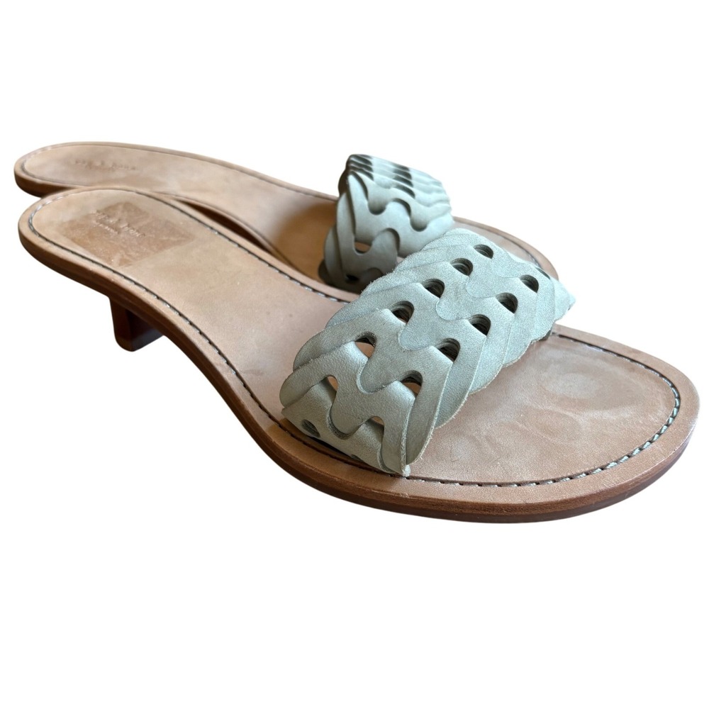 $350 NWT RAG & BONE Melrose Mint Woven Leather Kitten Heel Sandals SZ EU39;US8.5